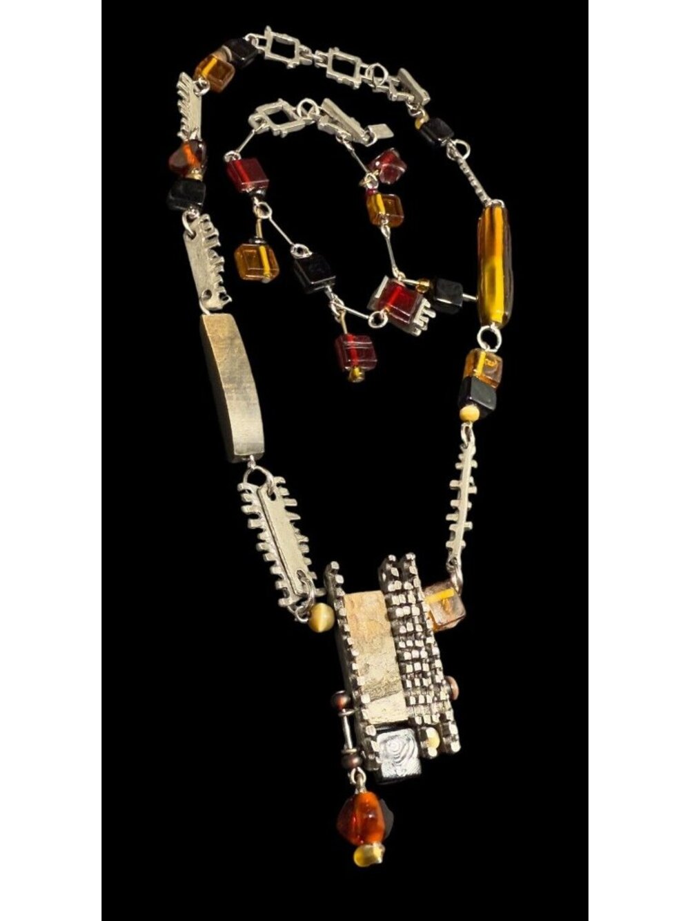 Anne-Marie Chagnon Jewelry Set Bracelet And Necklace Brutalist Mid Century - Picture 3 of 8